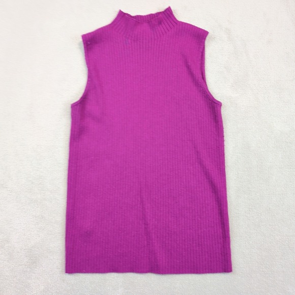 Ann Taylor Size M Magenta Ribbed Mock Neck Sleeveless Sweater Shell Top JS-6 — photo 2